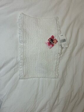 Roxy White Lace-Trim Smocked Tube Top